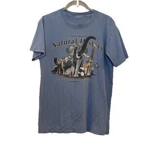 Vintage National Museum of History T-Shirt Smithsonian 90s Animals Elephant Blue